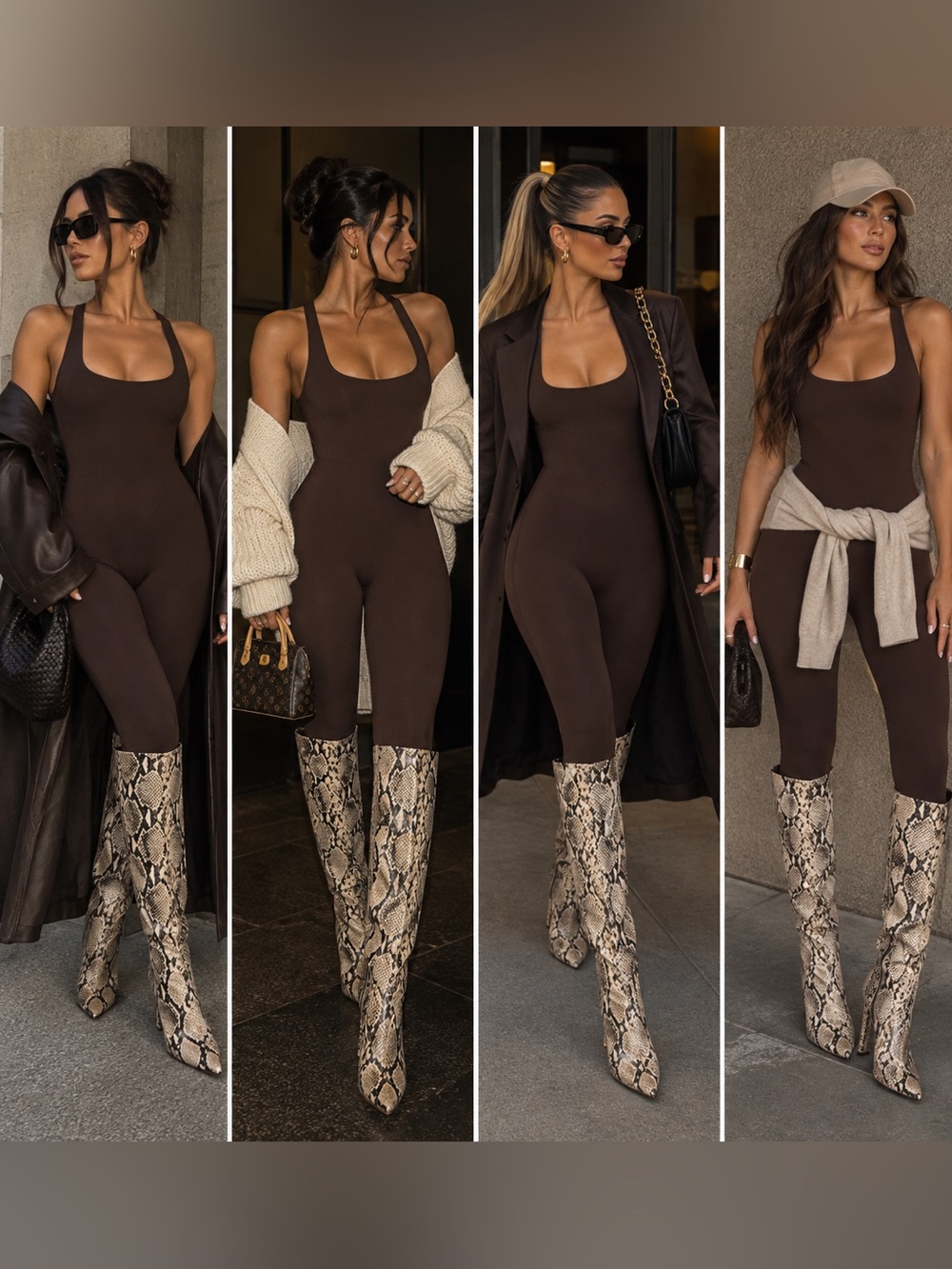 NEW Naked Wardrobe Brown Scoop Neck Racerback Tank Jumpsuit